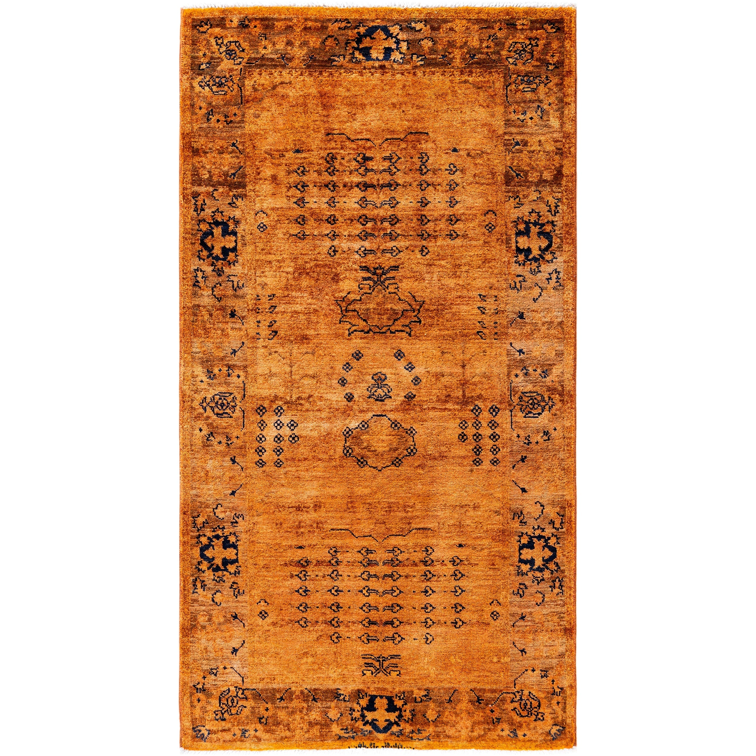 Overdyed Hand Knotted Wool Modern Contemporary Red Runner 3 2 X 5 10