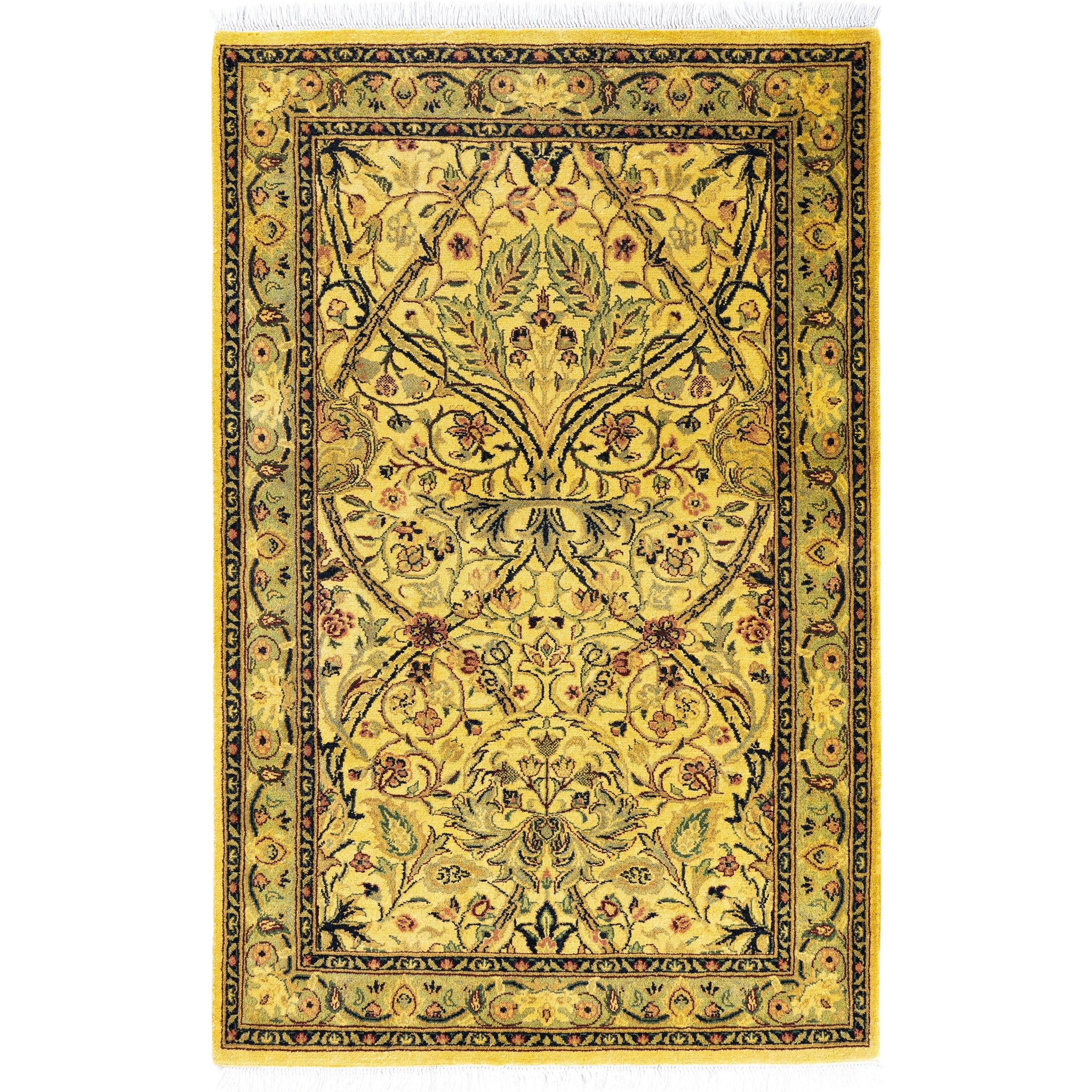 Overdyed Hand Knotted Wool Modern Contemporary Yellow Area Rug 2 7 X 4 1