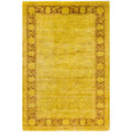 Overdyed Hand Knotted Wool Modern Contemporary Yellow Area Rug 4 2 X 6 1