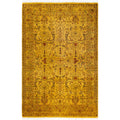 Overdyed Hand Knotted Wool Modern Contemporary Yellow Area Rug 4 2 X 6 3