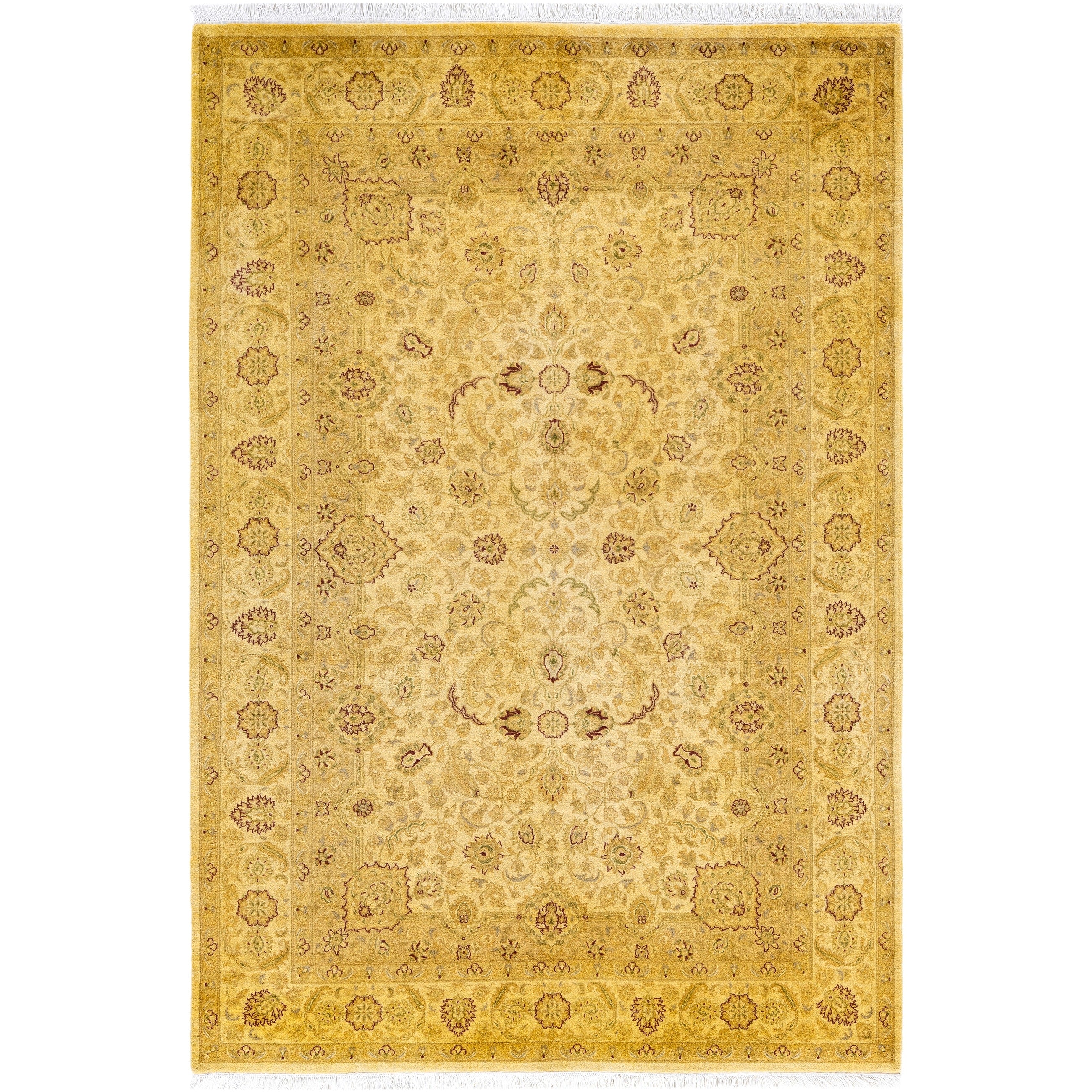 Overdyed Hand Knotted Wool Modern Contemporary Yellow Area Rug 4 8 X 6 10