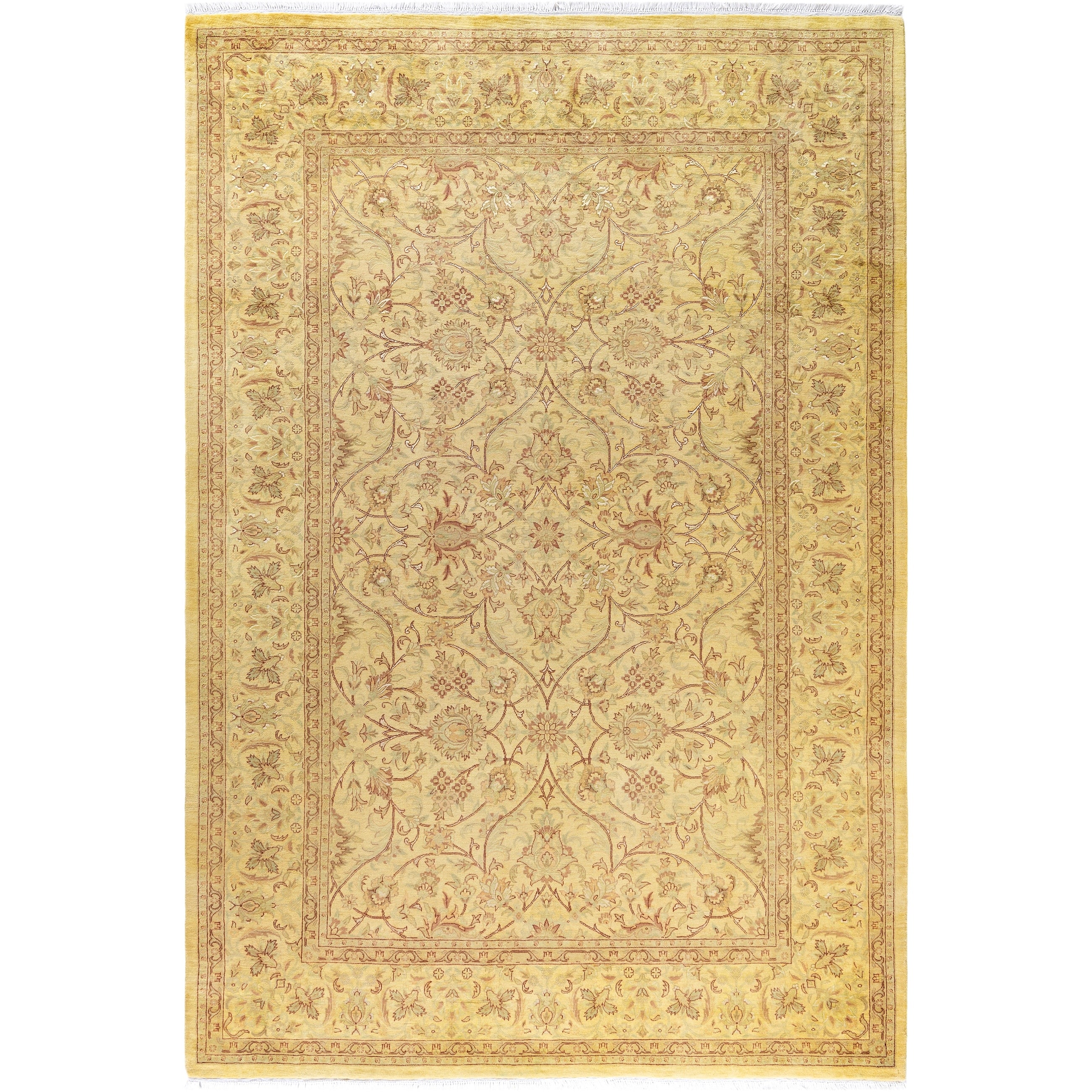 Overdyed Hand Knotted Wool Modern Contemporary Yellow Area Rug 6 9 X 9 10