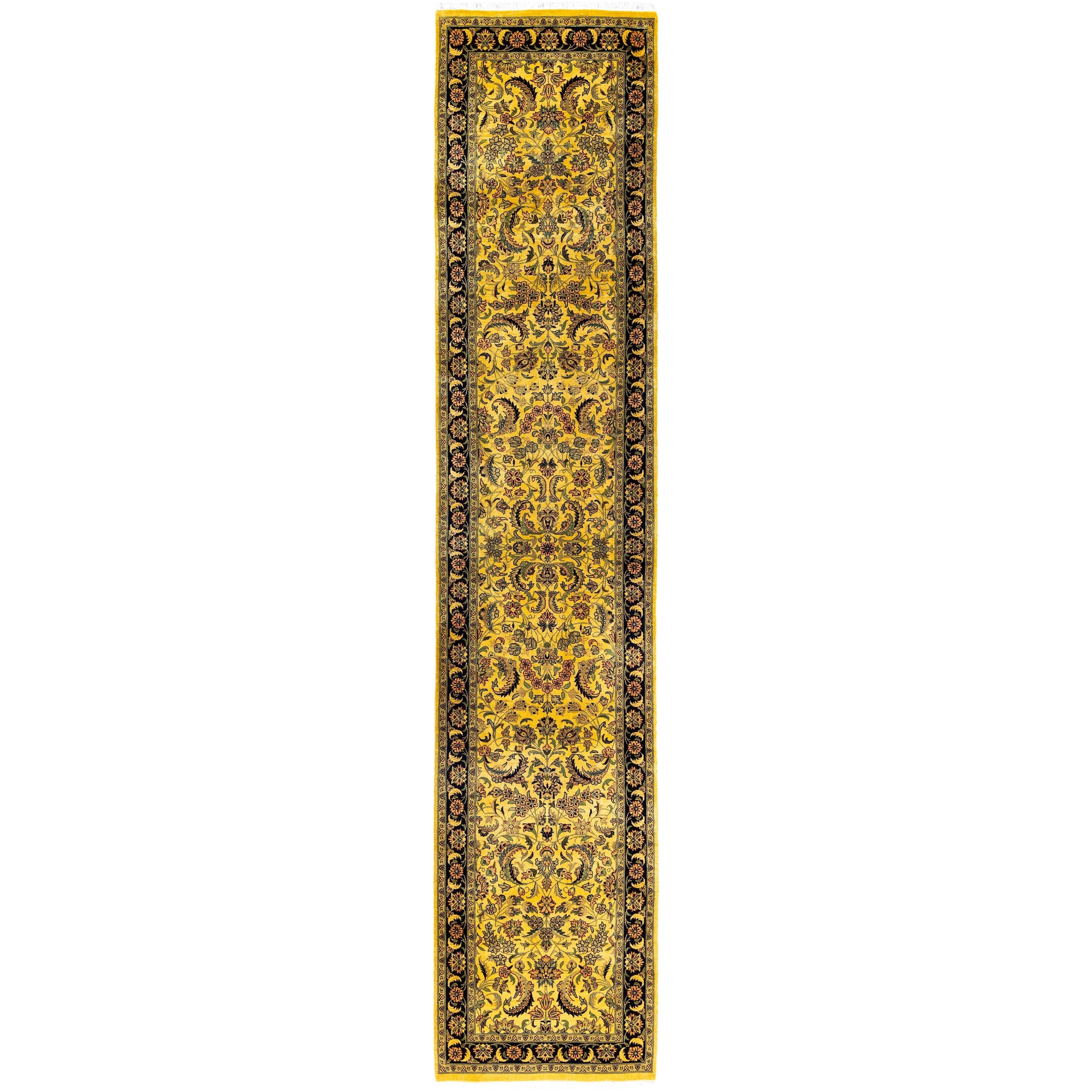 Overdyed Hand Knotted Wool Modern Contemporary Yellow Runner 2 6 X 12 1