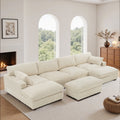 Oversied Plush Corduroy Fabric Modular Sectional Sofa With Chaise Ottoman