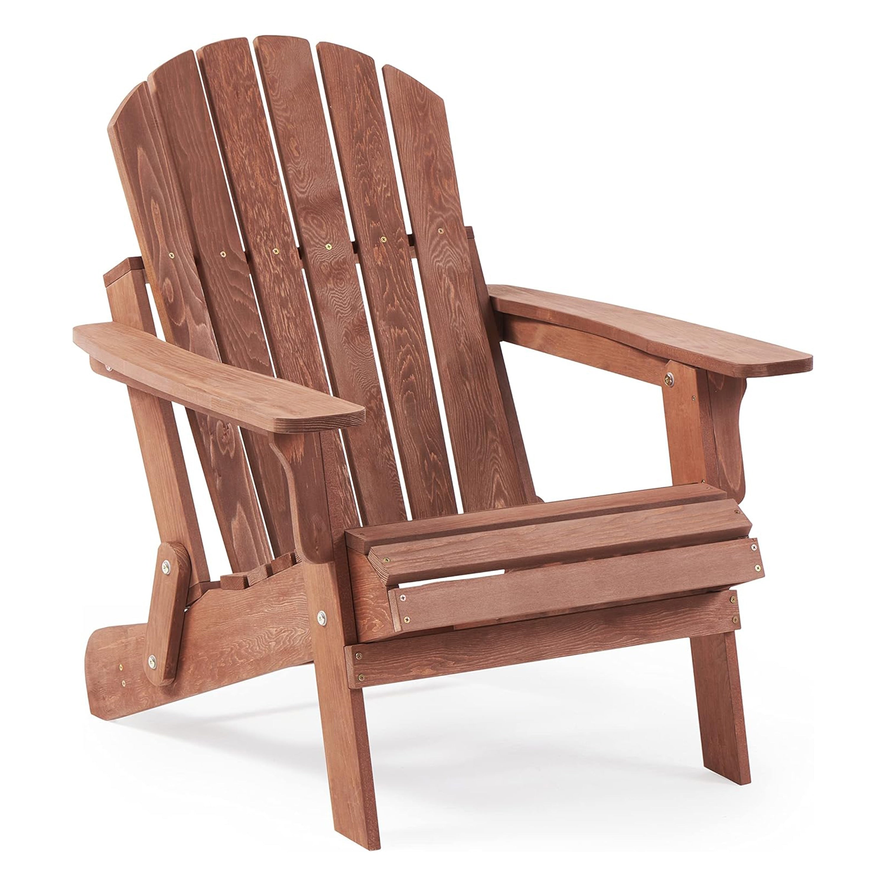 Oversize Wooden Outdoor Folding Adirondack Chair With Pre Assembled Backrest Seatboard For Garden Pool Deck Firepit