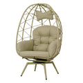 Oversized 360 Swivel Rattan Egg Chair Wicker Indoor Outdoor Patio Lounge Chair With Removable Thick Cushions