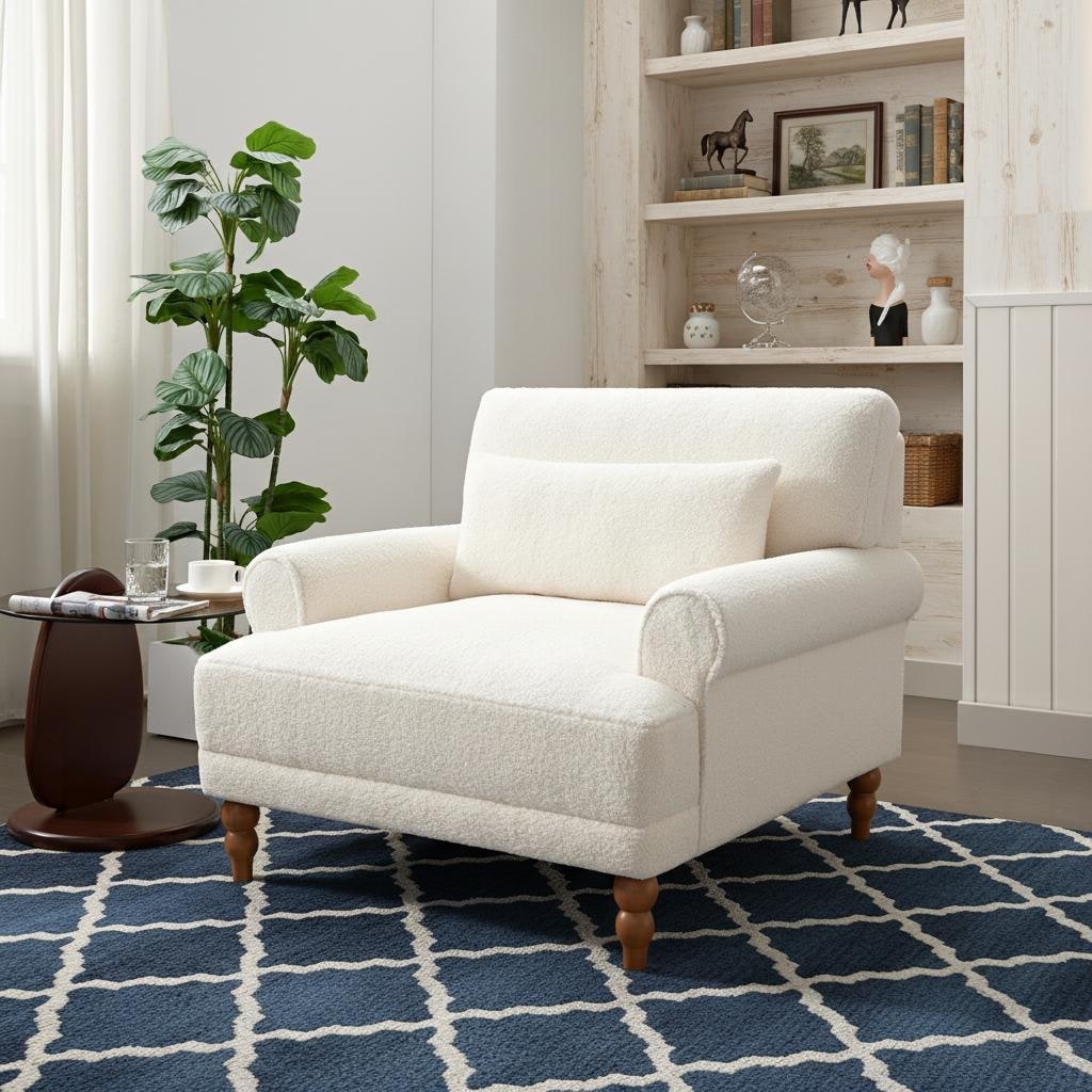 Oversized Accent Chair With Circular Armrests By Harper Bright Designs