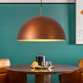 Oversized Aged Copper Barn Style Large Iron Dome Pendant Light 23 Inches