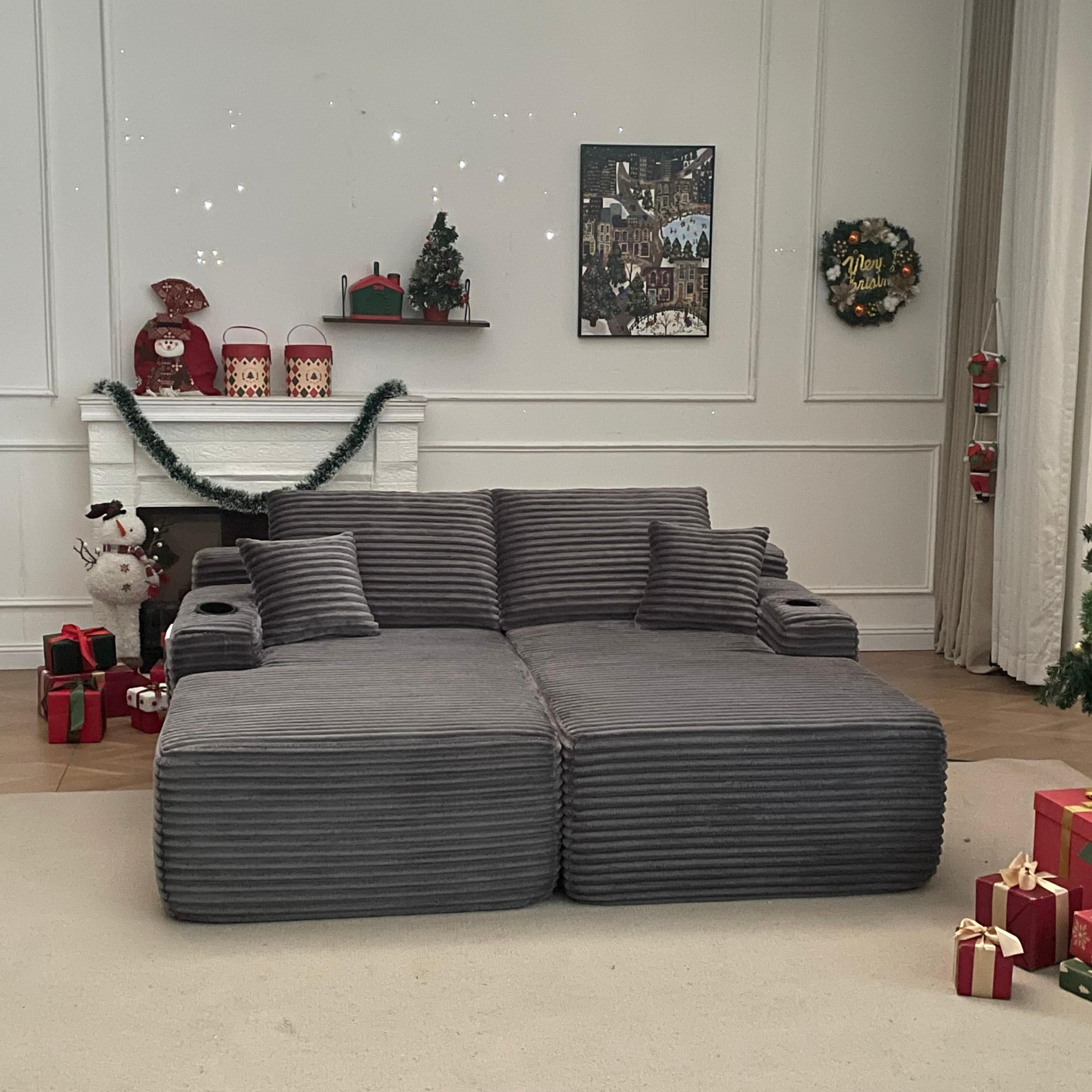 Oversized Boneless Double Chaise Lounge Sectional Deep Seat Cloud Couch Oversized Compressed Loveseat Sleeper Sofa