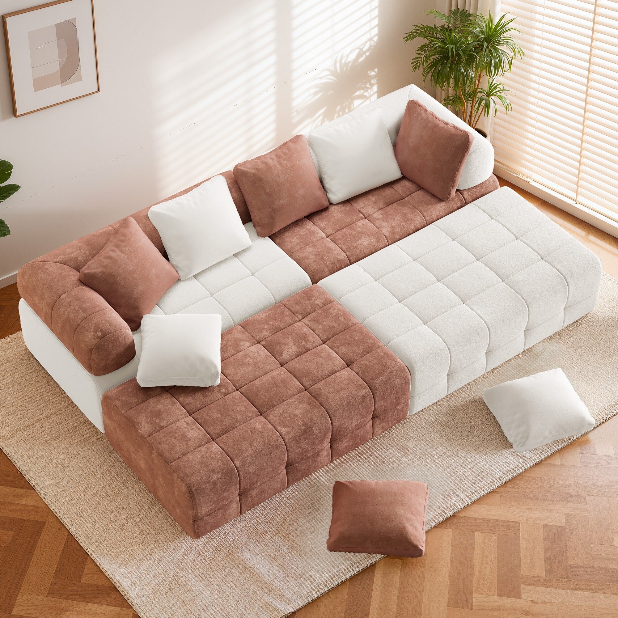 Oversized Cloud Chenille Modular Sectional Sofa With Deep Seating 4 Piece 6 Piece Living Room Set
