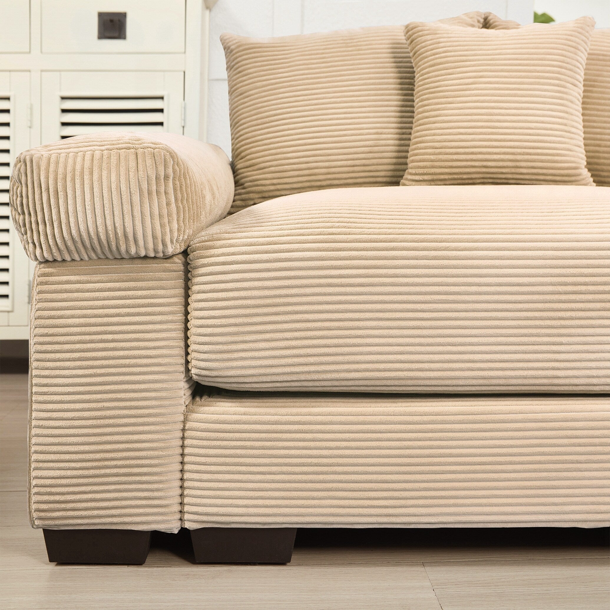 Oversized Cloud Modular Sectional Couch Corduroy Fabric Extra Wide Armrests Throw Pillows