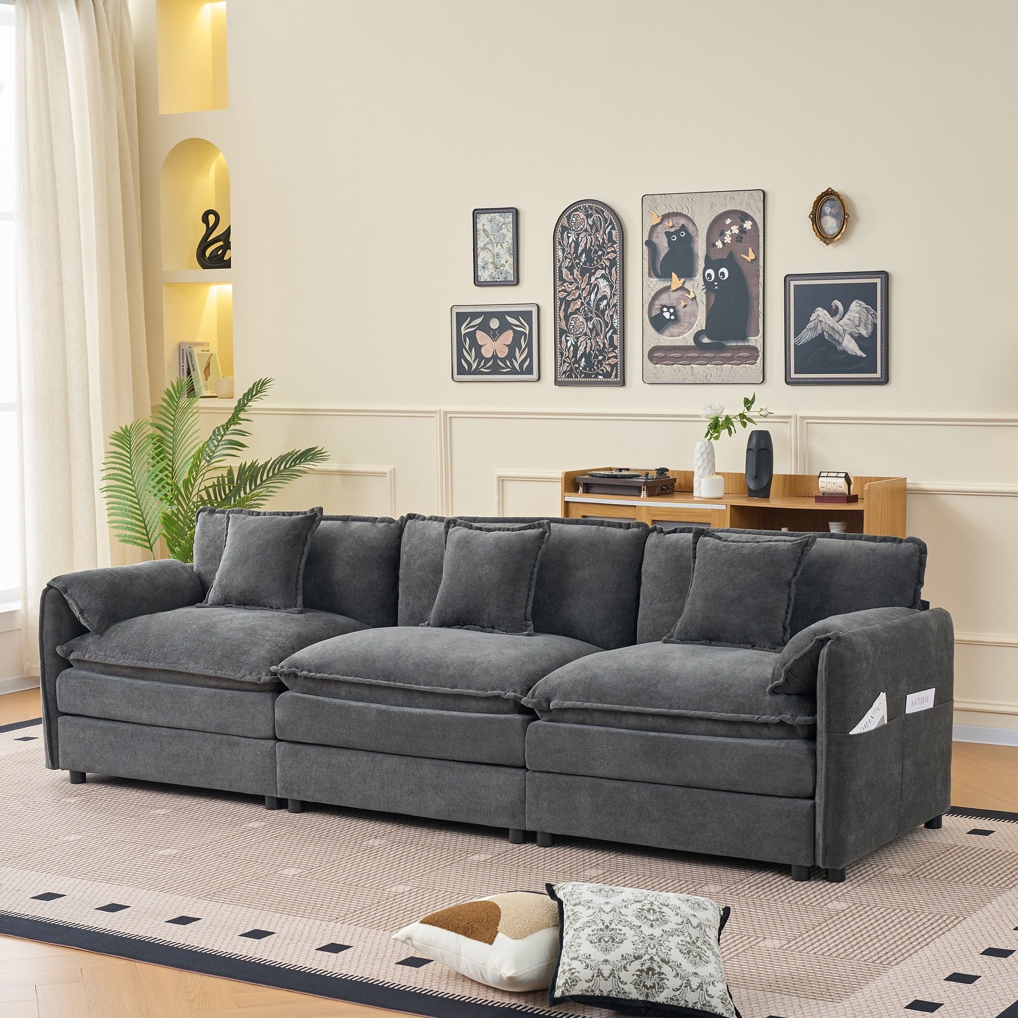 Oversized Deep Seat Sectional Sofa Modern Chenille Cloud Couch Modular Sofa For Living Room Bedroom Apartment Office