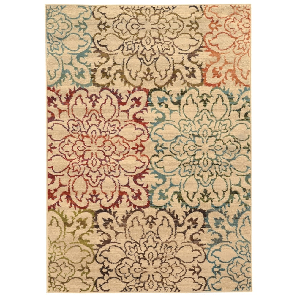 Oversized Floral Ivory Multi Rug 10 X 13 10 X 13