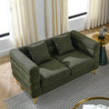 Oversized Loveseat Sofa With 2 Lumbar Pillows Teddy Fabric Upholstered 2 Seater Sofa Lounge Sofa With Metal Legs