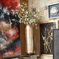 Oversized Metal Cylinder Vase With Hammered Silver Finish Large