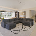 Oversized Modern Linen Square Arm Power Reclining Sofa With Heating L Shaped With Corner