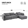 Oversized Modular Sectional Sofa Chenille 4 Seat Sofa With Storage Console Movable Ottoman Comfy Sofa With 4 Pillows