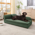 Oversized Pet Sofa Elegant Modern Linen Fabric Elevated Dog Sofa Bed Oversized Rectangular Pet Bed With Backrest Armrest