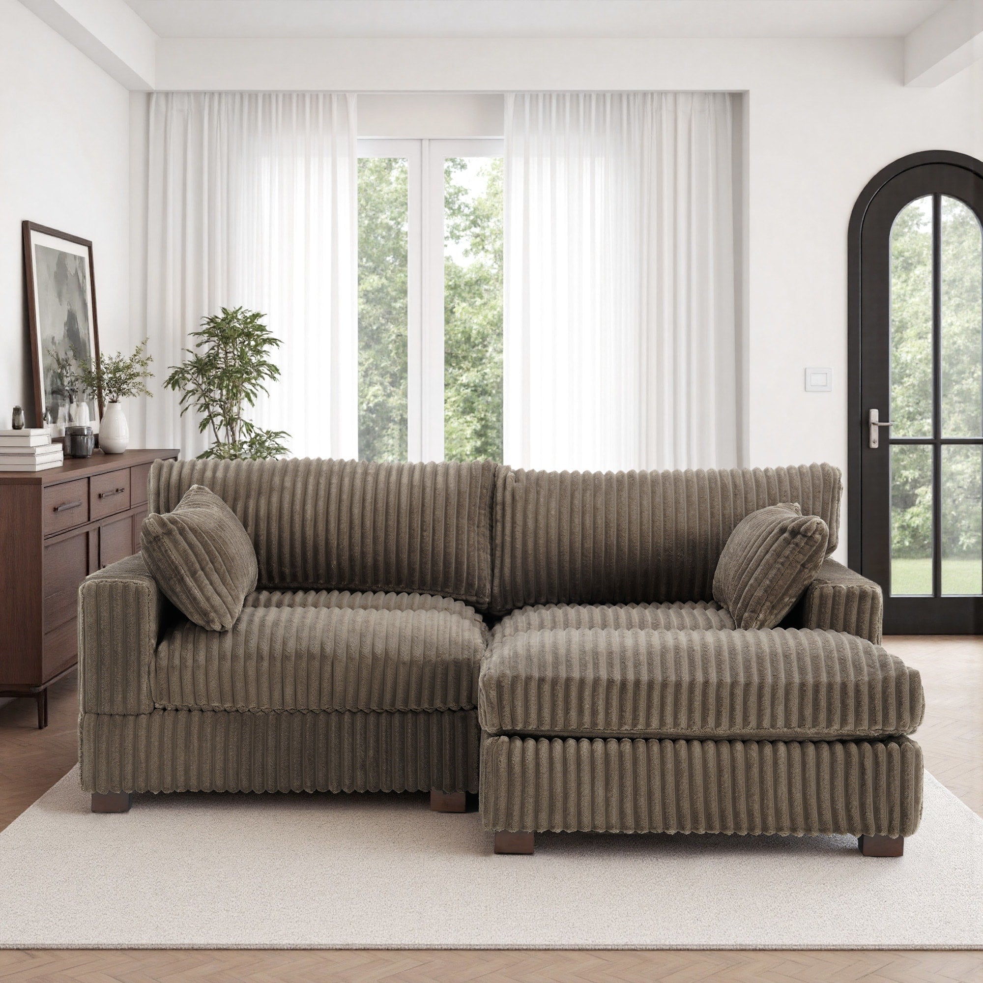 Oversized Plush Modular Sectional Sofa Couch With Ottoman