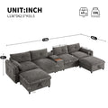 Oversized U Shaped Modular Sectional Sofa With 2 Storage Ottomans Chenille 6 Seat Sofa With Console Cup Holder Usb Charger