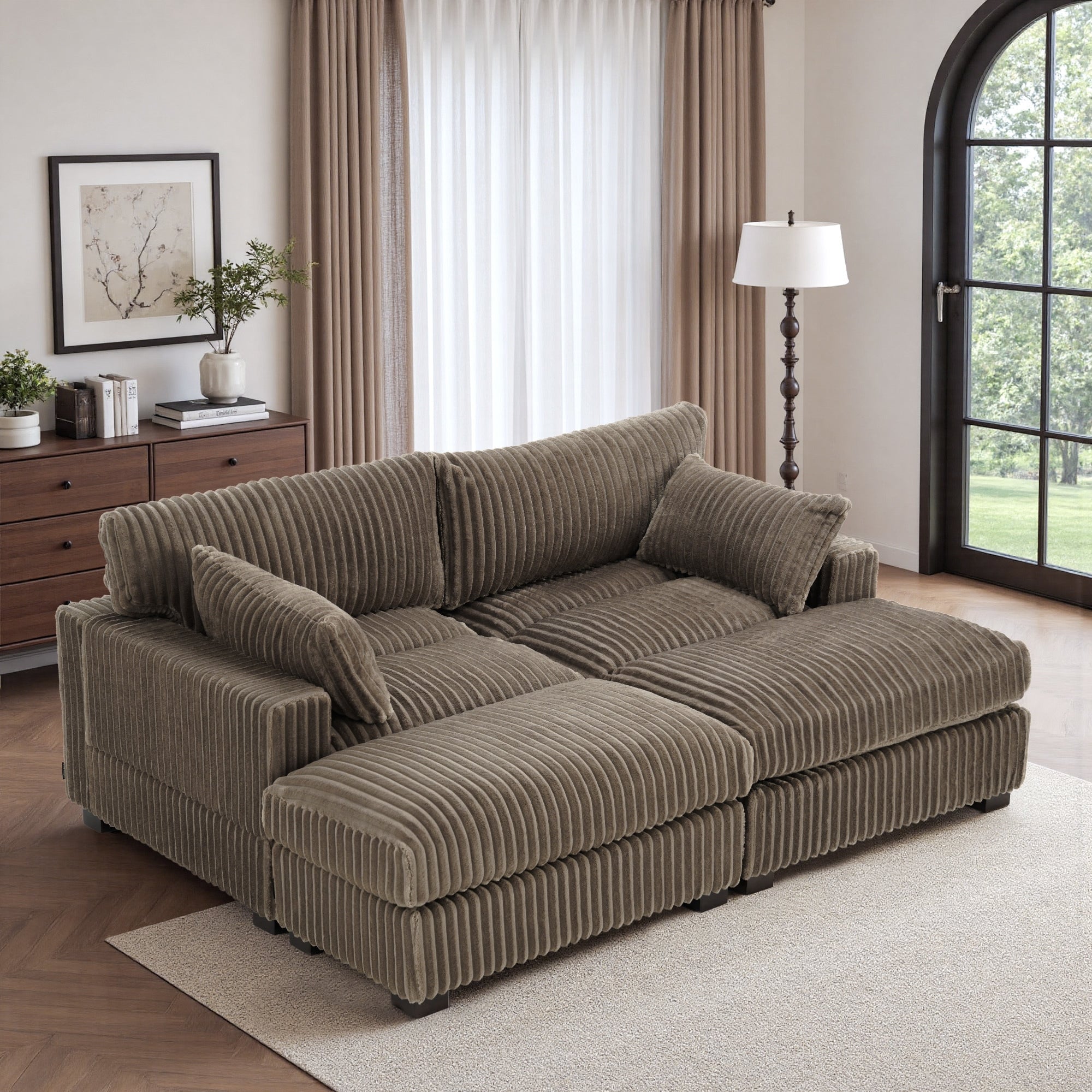 Oversized U Shaped Plush Modular Sectional Sofa Set