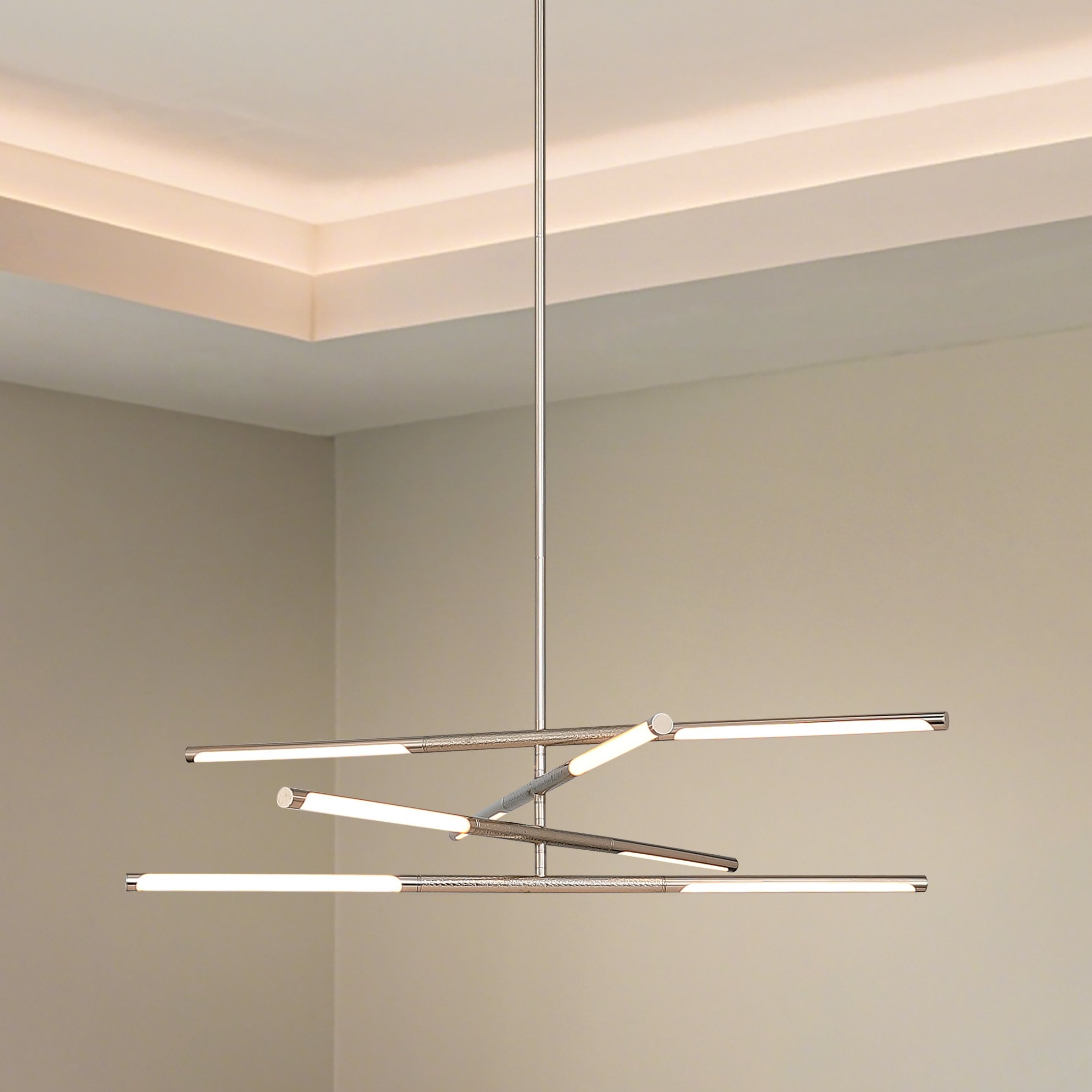 Overture 36 Inch 8 Light Polished Nickel 5Cct Led Chandelier L 36 X W 36 X H 7.5 X M H 64.25