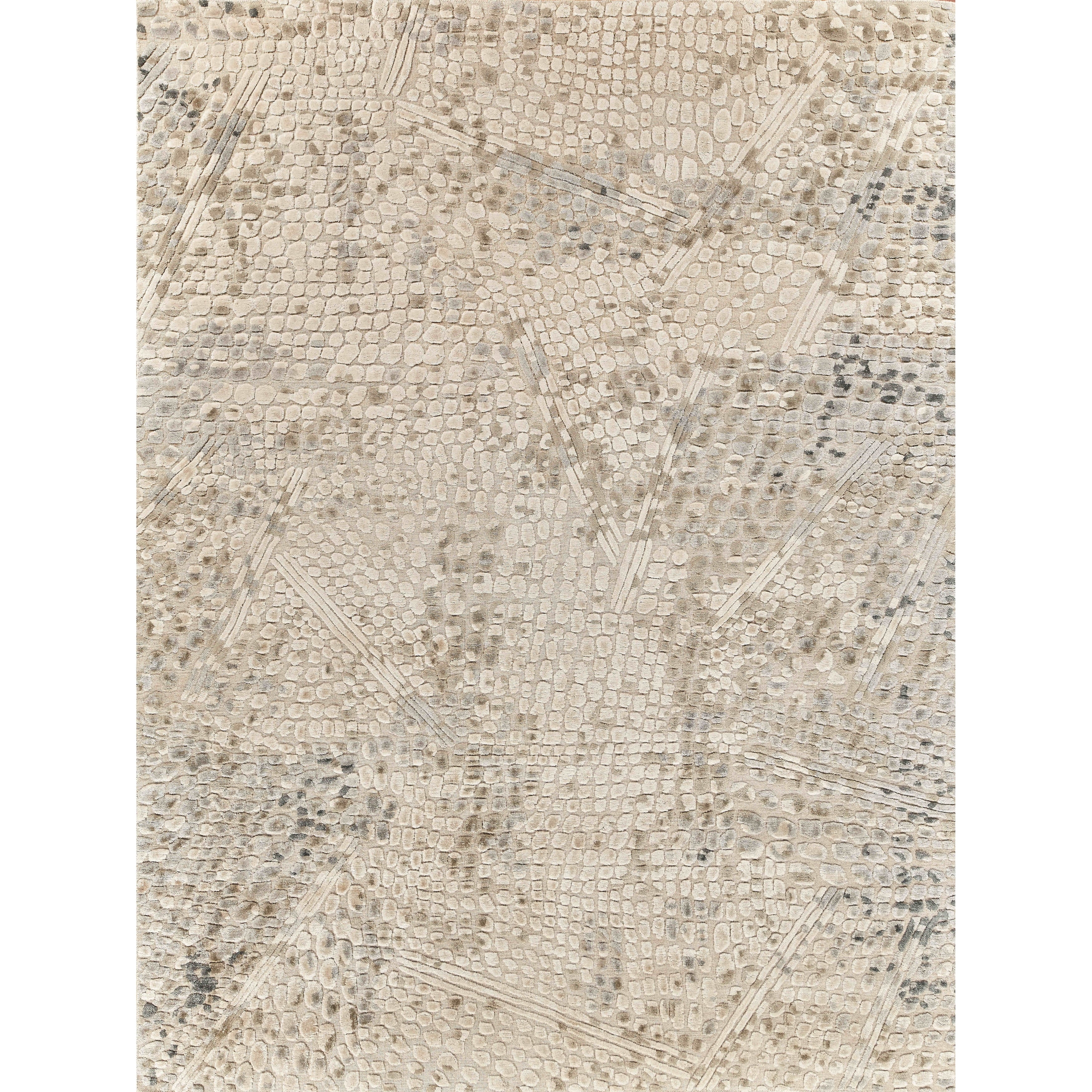 Overture Handloomed Wool Bamboo Silk Beige Area Rug 18 Square
