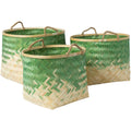 Ovidio Grass Green Natural Fiber Modern Decorative Basket Set Of 3