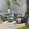 Ovios Patio Furniture Sets 5 Pcs Rattan Wicker Chair Sectional Sofa Deep Seating Conversation Set With Cushions