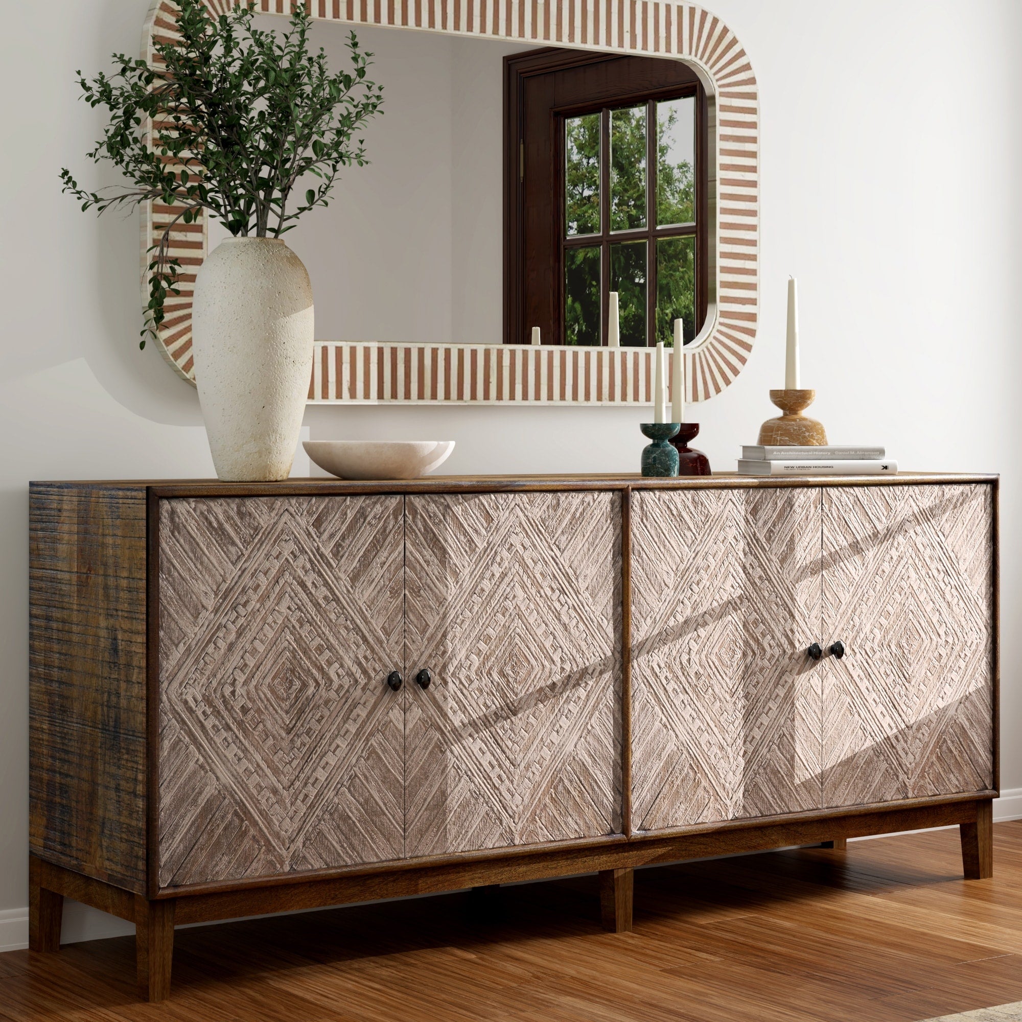 Owen Handmade Wood Sideboard By Sevita 80 W X 19 D X 34 H 80 W X 19 D X 34 H