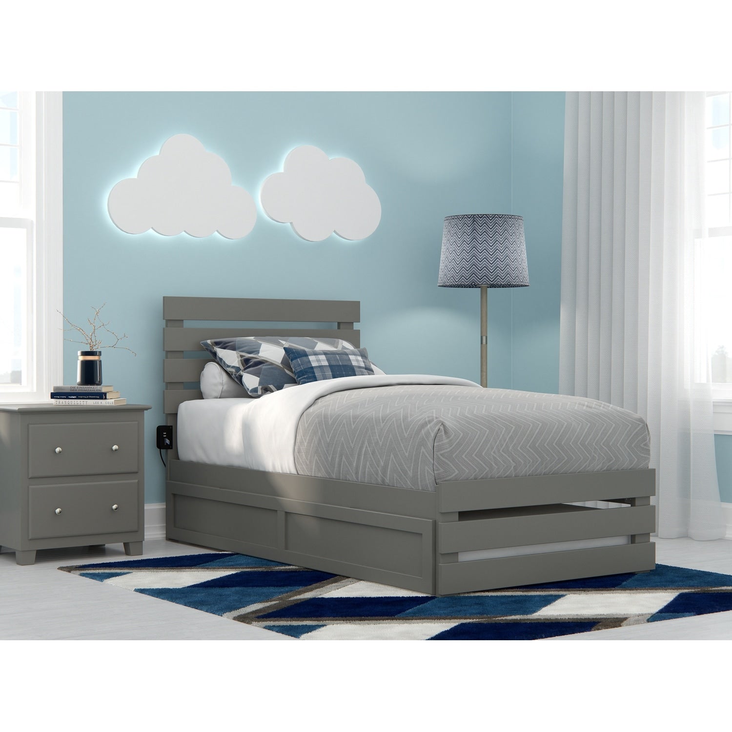 Oxford Bed With Footboard And Usb Turbo Charger With Twin Trundle
