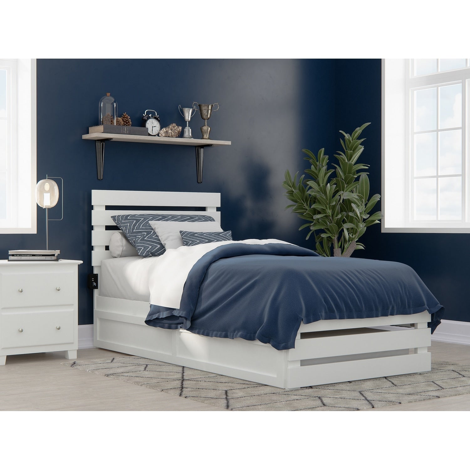 Oxford Bed With Footboard And Usb Turbo Charger With Twin Xl Trundle