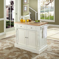 Oxford Butcher Block Top Kitchen Island In White Finish