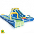 Oxford Cloth Shark Theme Dual Slide Inflatable Water Bounce Castle In Blue With Climbing Wall N A
