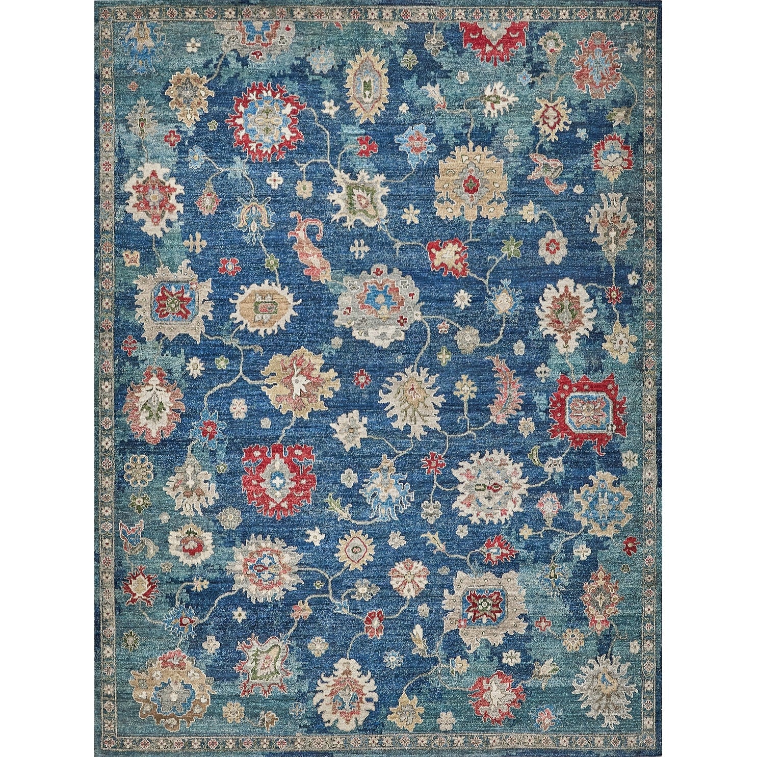 Oxford Hand Knotted Ghazni Wool Blue Area Rug