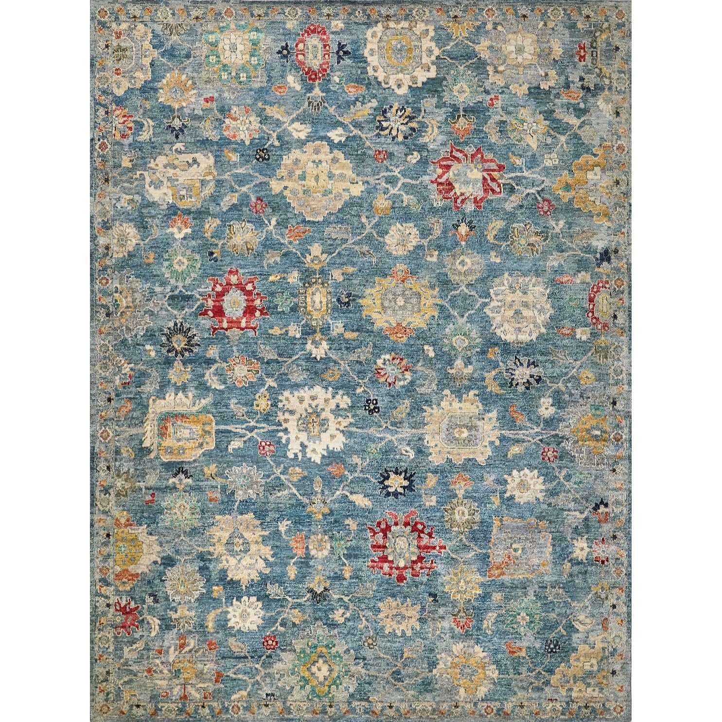 Oxford Hand Knotted Ghazni Wool Blue Area Rug