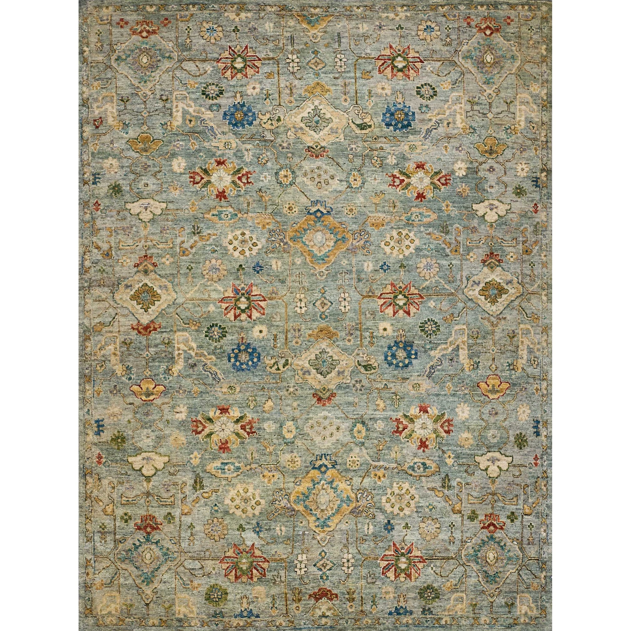 Oxford Hand Knotted Ghazni Wool Light Blue Area Rug