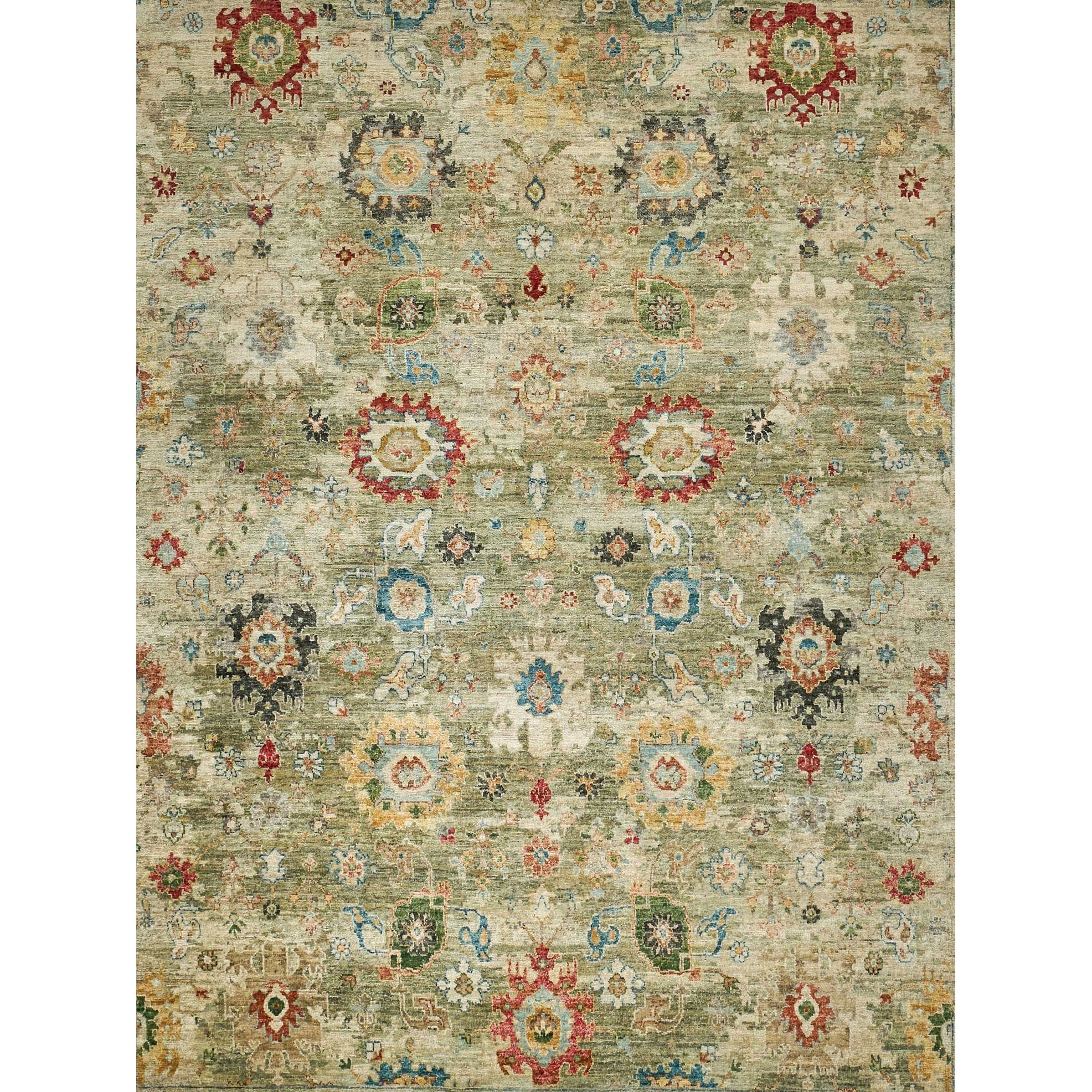 Oxford Hand Knotted Ghazni Wool Light Green Area Rug