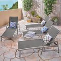 Oxton Outdoor Aluminum Chaise Lounge Set Of 4 By Christopher Knight Home