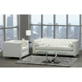 Oz Modern Ivory Velvet Tufted Nailhead Sofa And Chair