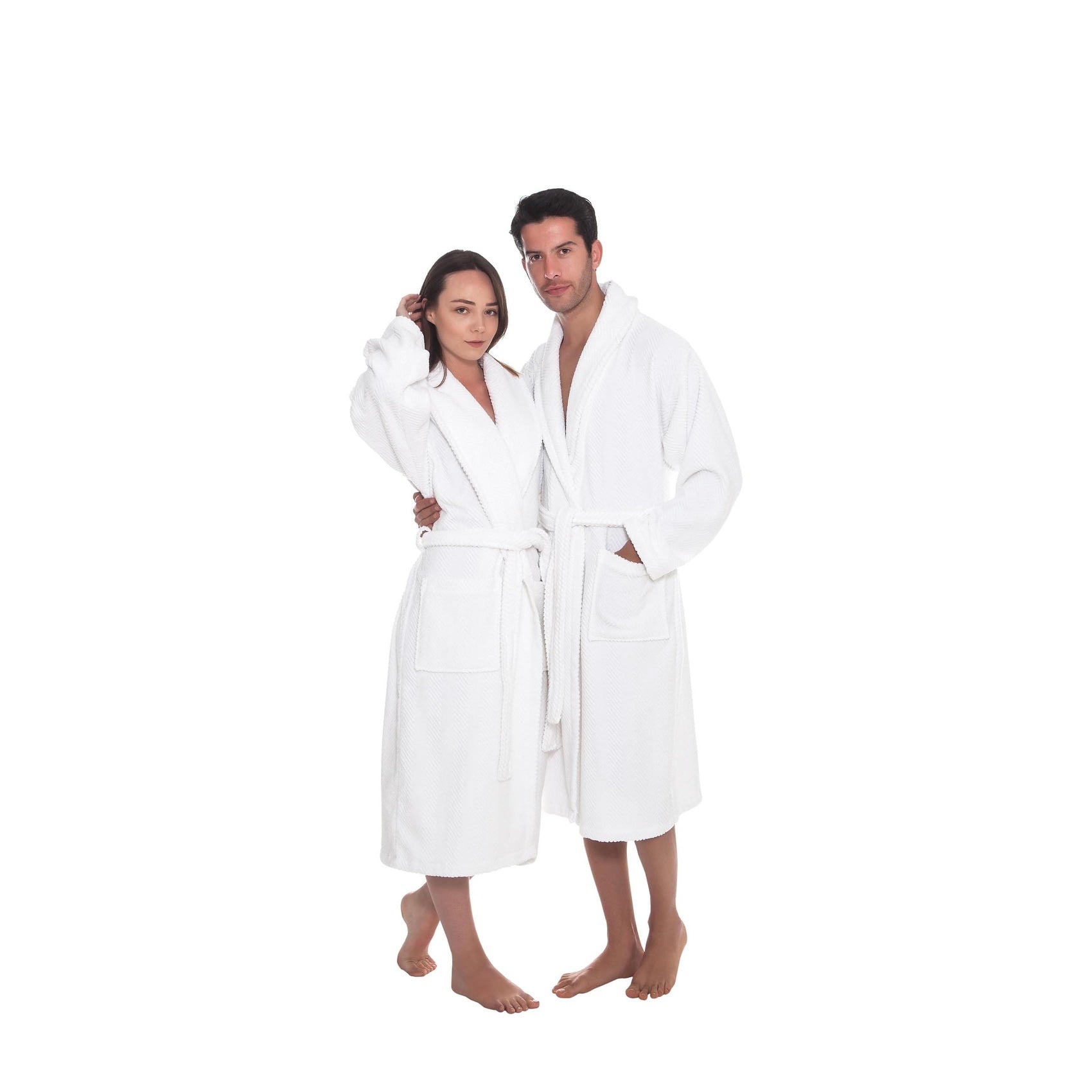 Ozan Premium Home Chevron Luxury Collection 100 Turkish Cotton Unisex Bathrobe