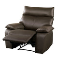 Ozy Manual Recliner Chair Pillow Top Arms Dark Brown Leather Match