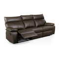 Ozy Manual Recliner Sofa Pillow Arms Brown Vegan Leather 88 Inch
