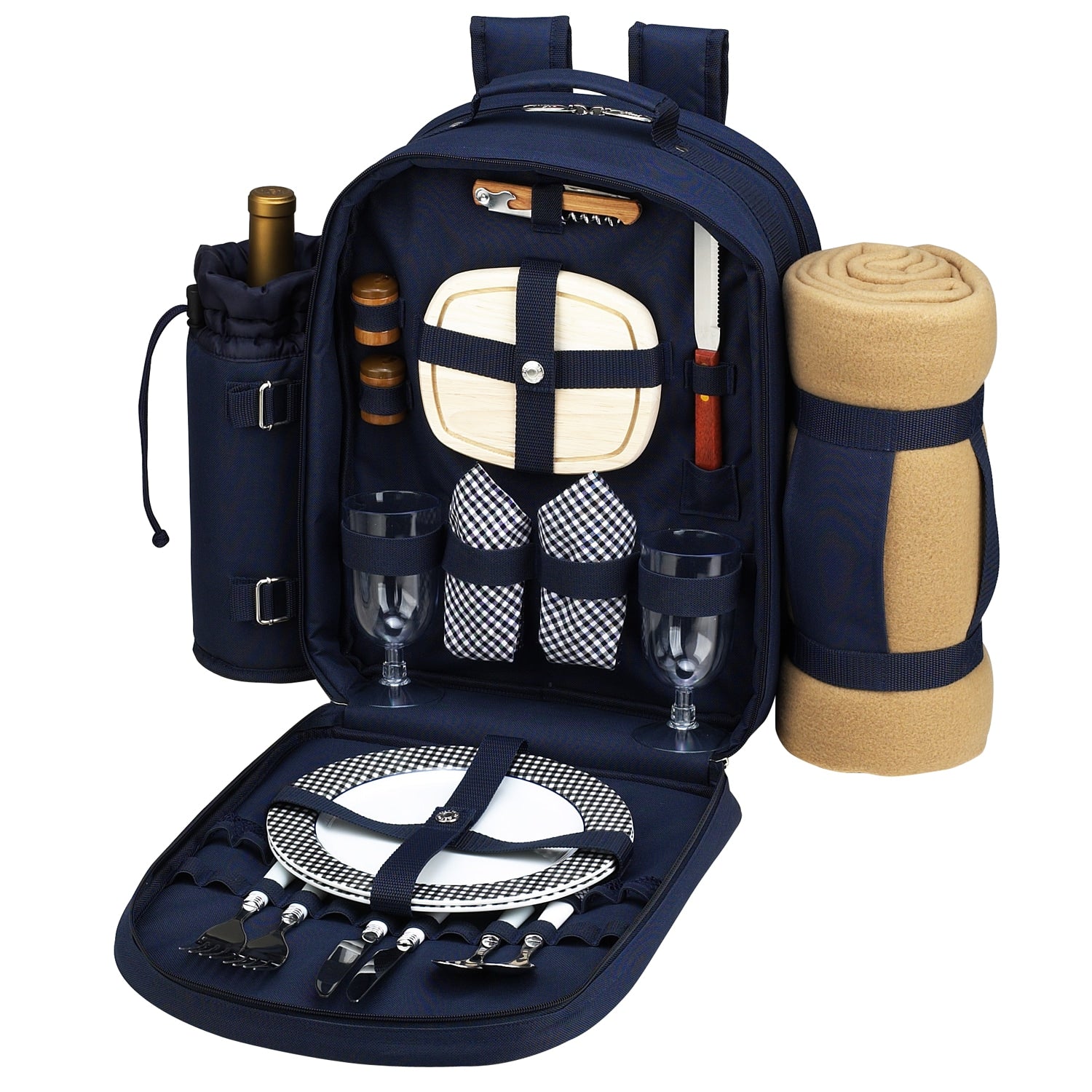 Picnic Backpack For Two With Blanket