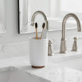 Evideco Vanity Bathroom Tumbler Padang White Bamboo Base