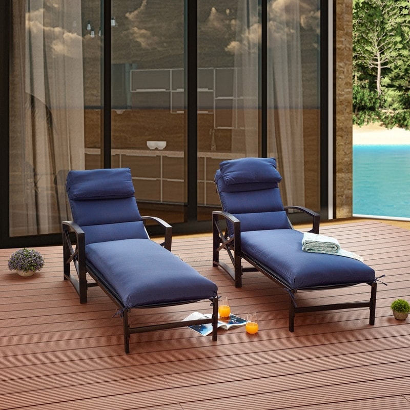 Patio Festival Outdoor 2 Piece Chaise Lounger Set With Cushions