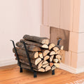 Phi Villa 20 Inches Medium Decorative Indoor Outdoor Firewood Log Rack Bin With Scrolls Black