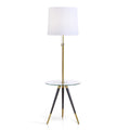 Hometrend Premiere Antique Brass And Clear Glass Tripod Table Floor Lamp With Fabric Shade