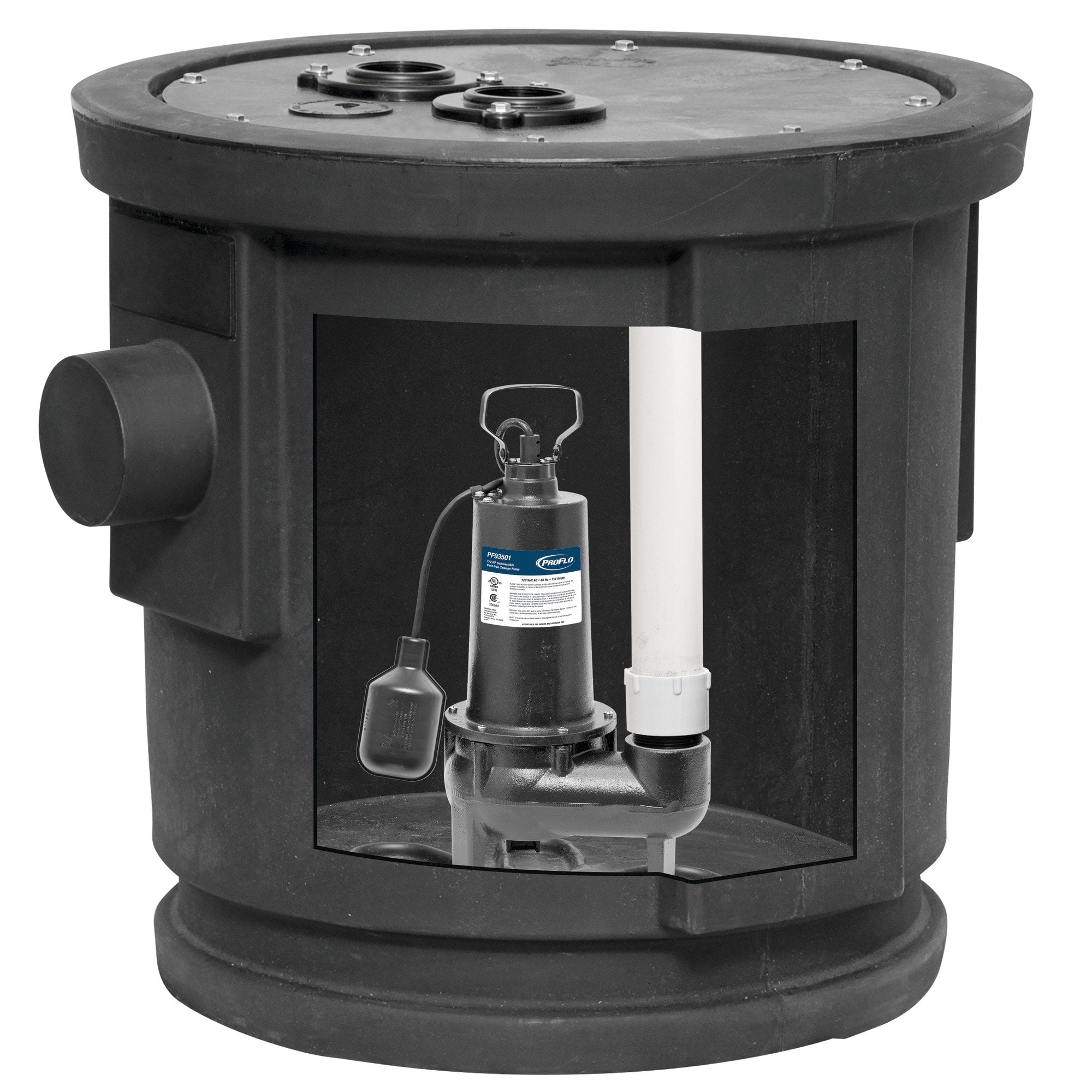 Proflo Pf93024 1 2 Horsepower Submersible Sewage Pump Kit With Cast Iron Housing And Tethered Float Switch N A
