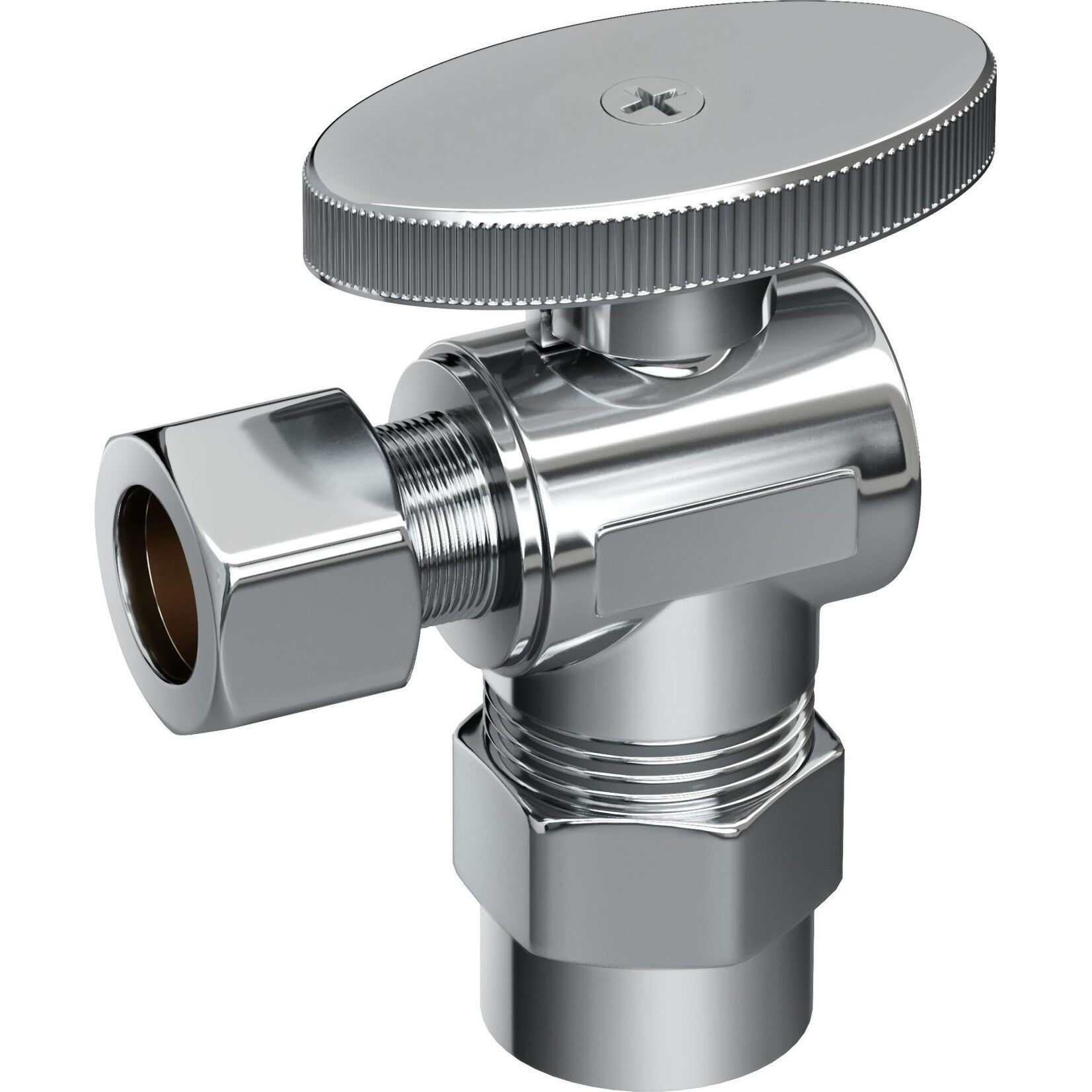 Proflo Pfxqav32C 1 2In X 3 8In Quarter Turn Angle Valve Chrome
